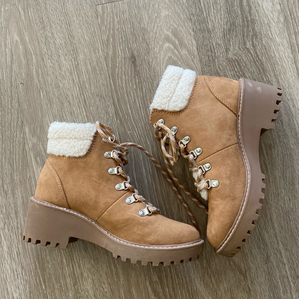 Tan Lace-Up Combat Boots